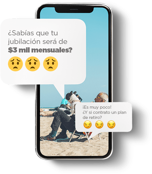 Teléfono mostrando información de jubilación
